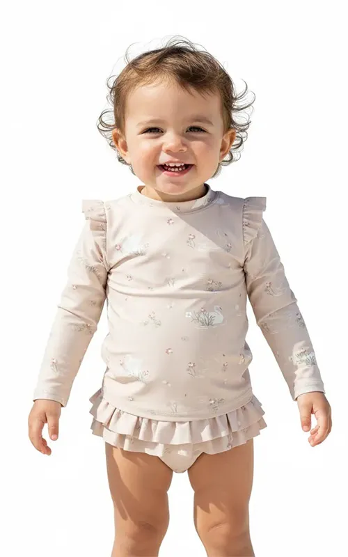 Baby Girl Long Sleeve Swim Diaper Set (5)