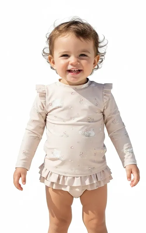 Baby Girl Long Sleeve Swim Diaper Set (5)