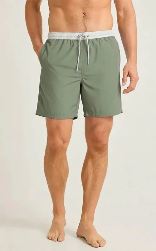 Contrast Waistband Mens Swim Shorts (3)