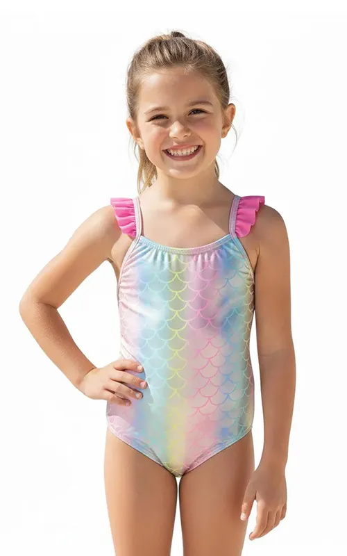 Girls Mermaid Pattern One Piece Bathing Suit (5)