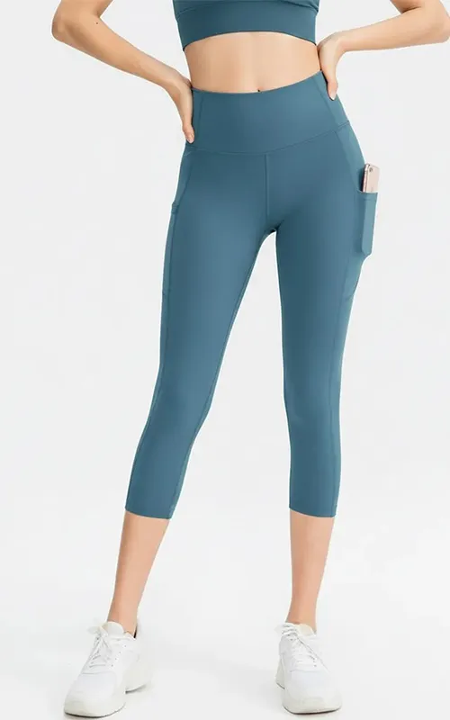 High Waist Capri Leggings with Side Pockets for Women (7)