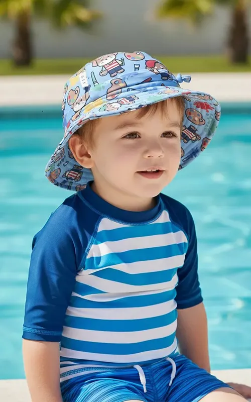 Kids UPF50+ Quick-Dry Bucket Swim Hat with Chin Strap (1)