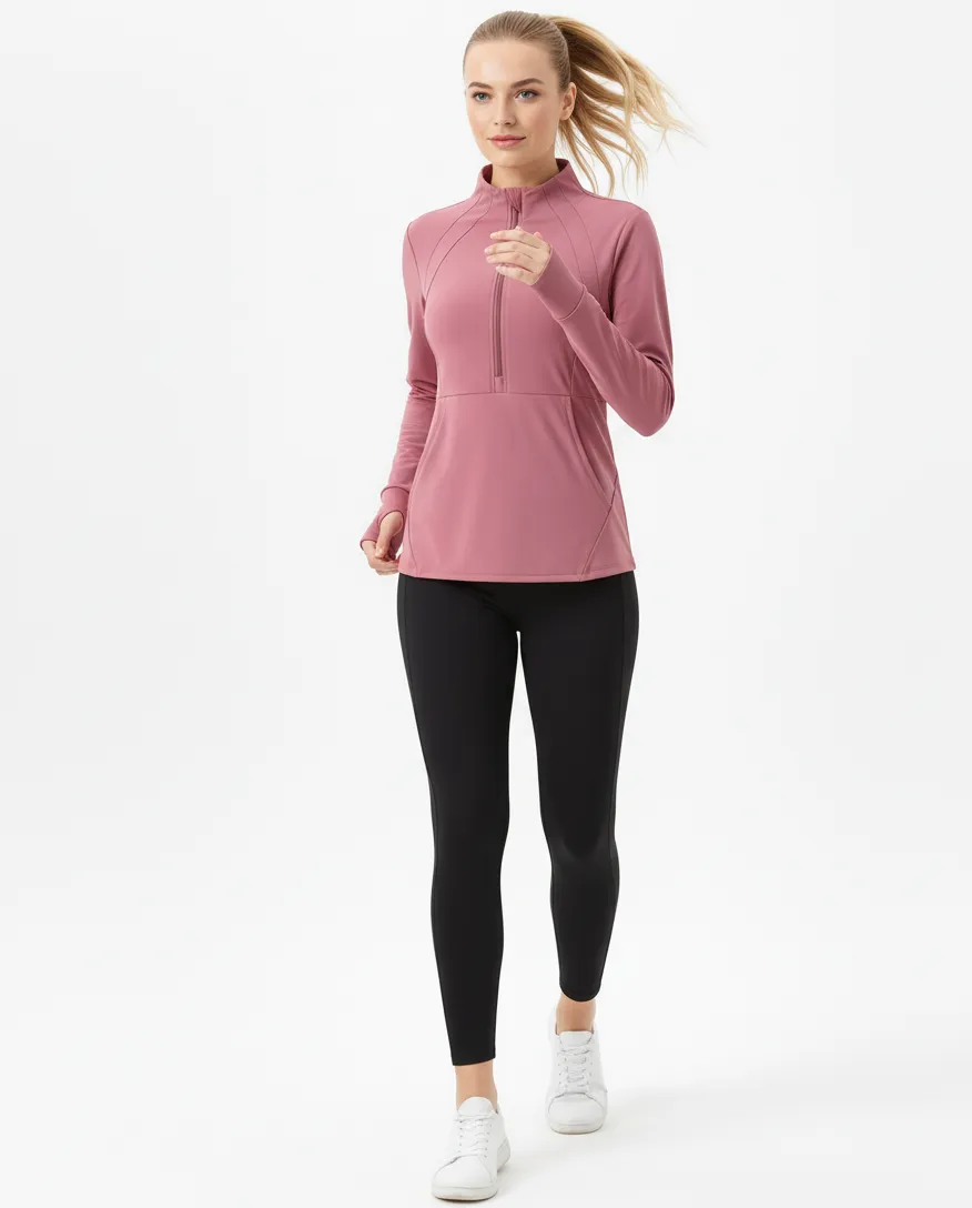 Ladies Activewear Training Jacket with Half Zip (2)