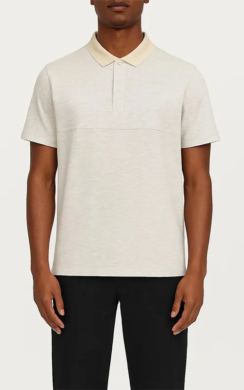 Men's Contrast Collar Short Sleeve Polo Shirt (1)