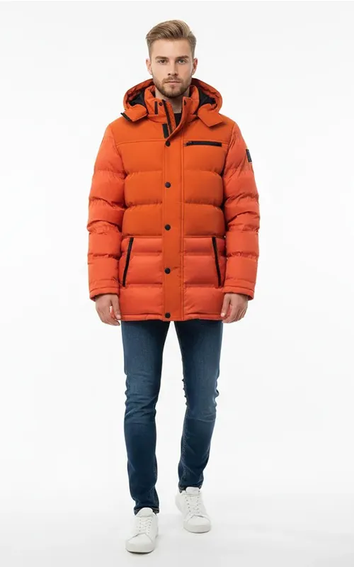 Men’s Long Hooded Padded Parka Jacket (3)