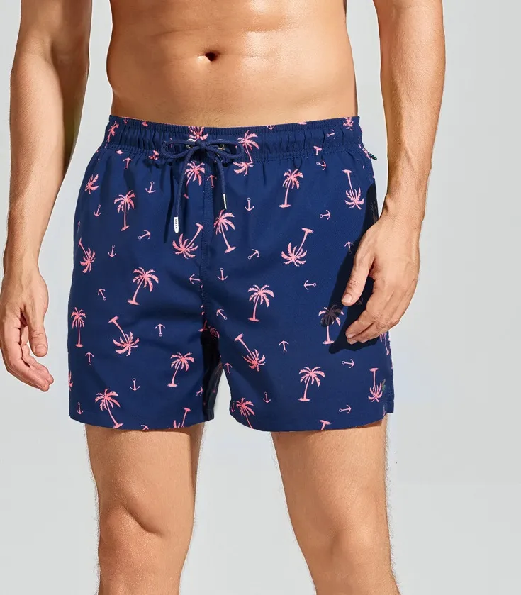 Navy Printed Men's Swim Trunks (1)