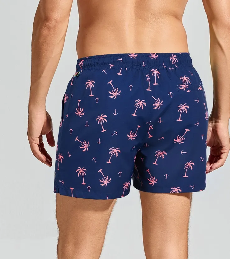 Navy Printed Men's Swim Trunks (6)
