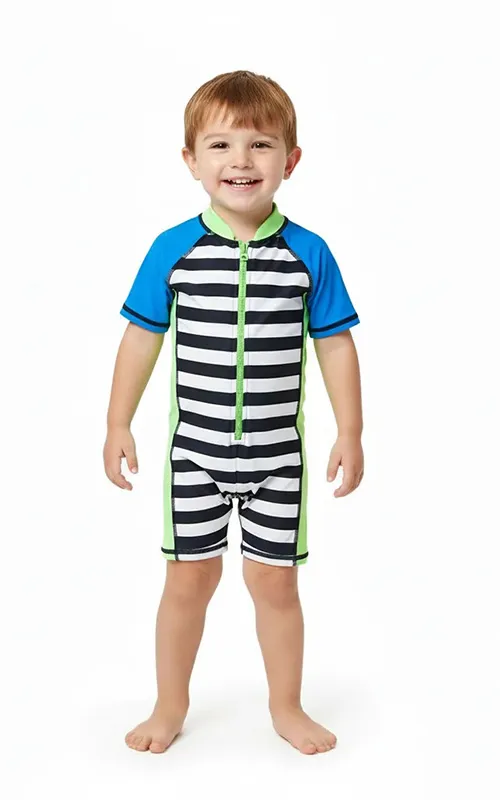 Toddler UV Protection Swimsuit Set with Cap (5)