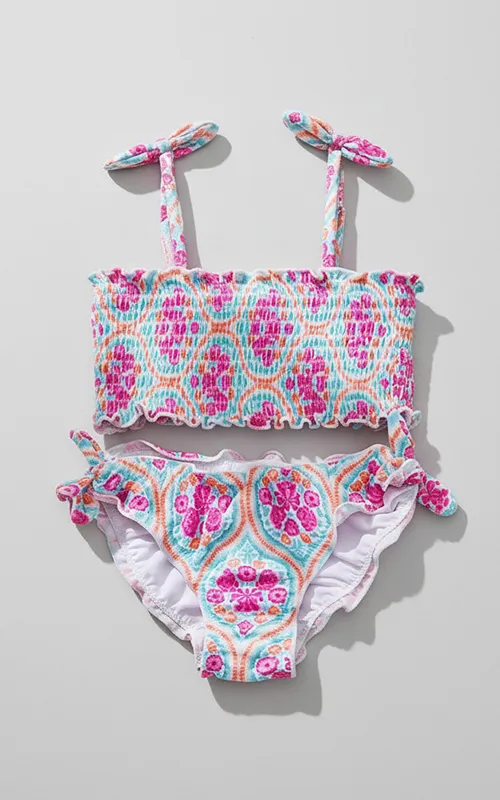 Two-Piece Girls Smocking Bikini Set