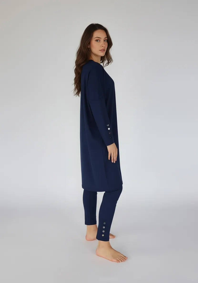 Women’s Button-Detail Loose Muslim Swimwear Set (1)