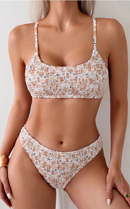 Women's Floral Swimsuits 2 Piece Smocked (5)