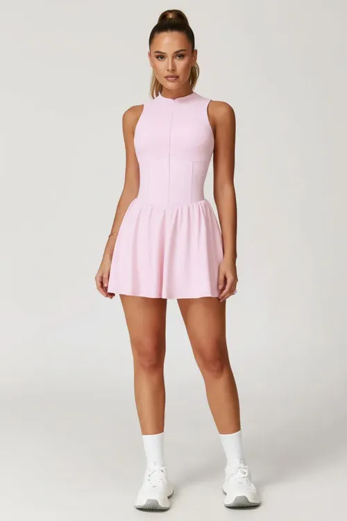 Women’s High-Neck Activewear Tennis Skirt Dress (1)