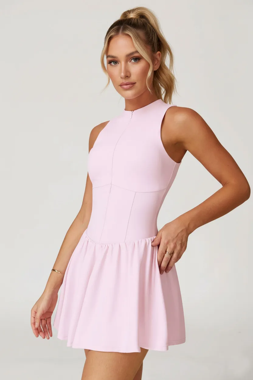 Women’s High-Neck Activewear Tennis Skirt Dress (2)