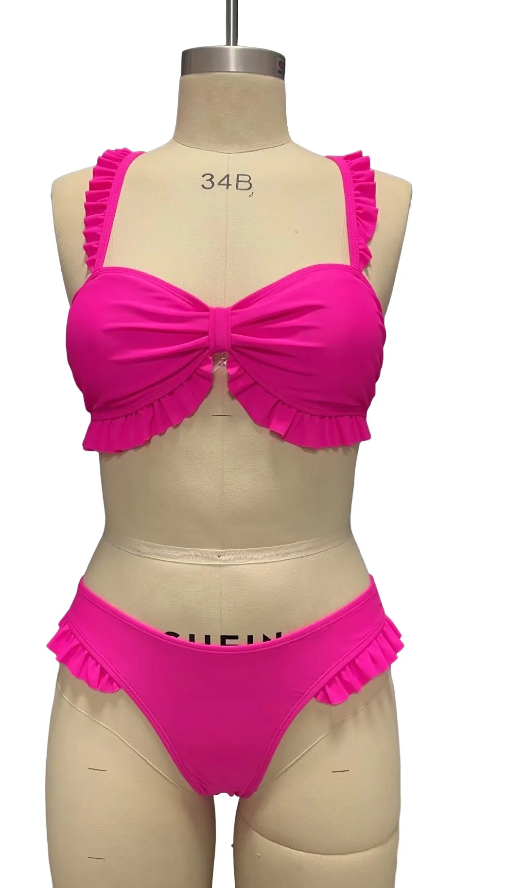 Women’s Ruffled Hot Pink Bikini Set (1)