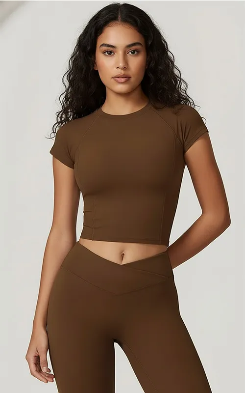 Women’s Short Sleeve Crop Top – Quick Dry Athletic Tee for Training (4)