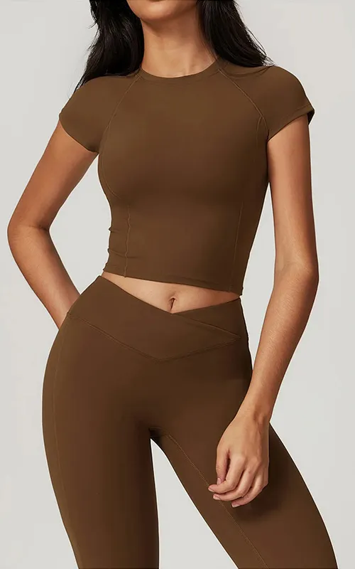 Women’s Short Sleeve Crop Top – Quick Dry Athletic Tee for Training