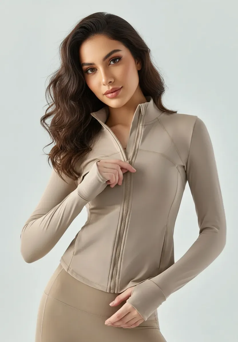 Women’s Slim Fit Long Sleeve Fitness Jacket with Zipper (1)
