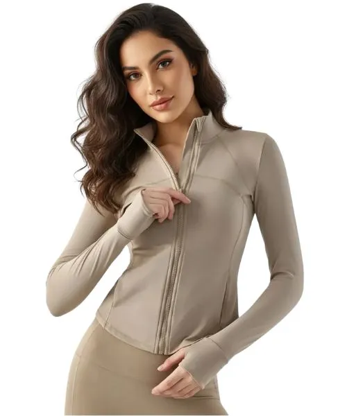 Women’s Slim Fit Long Sleeve Fitness Jacket with Zipper (1)