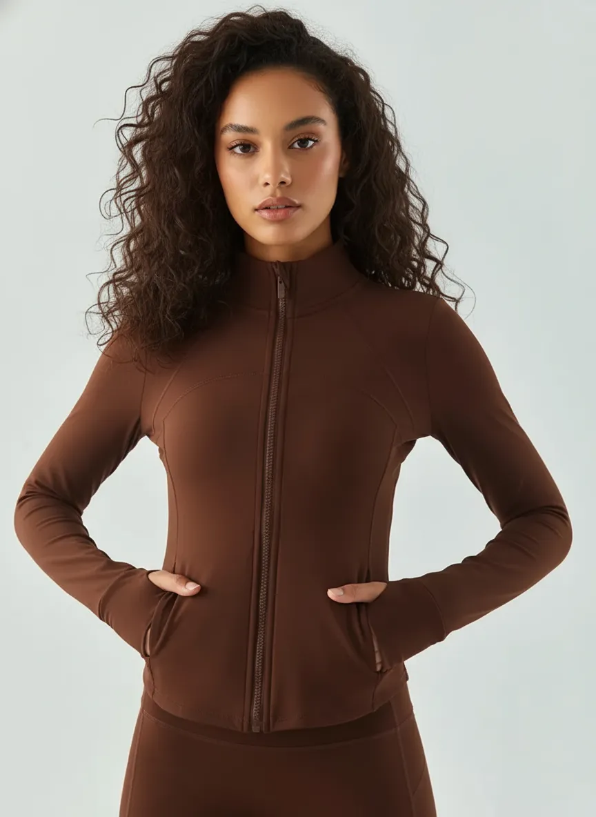 Women’s Slim Fit Long Sleeve Fitness Jacket with Zipper (3)