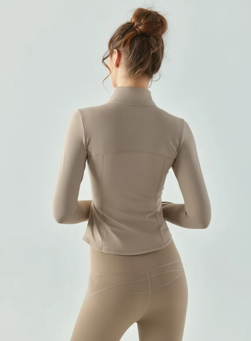 Women’s Slim Fit Long Sleeve Fitness Jacket with Zipper (5)