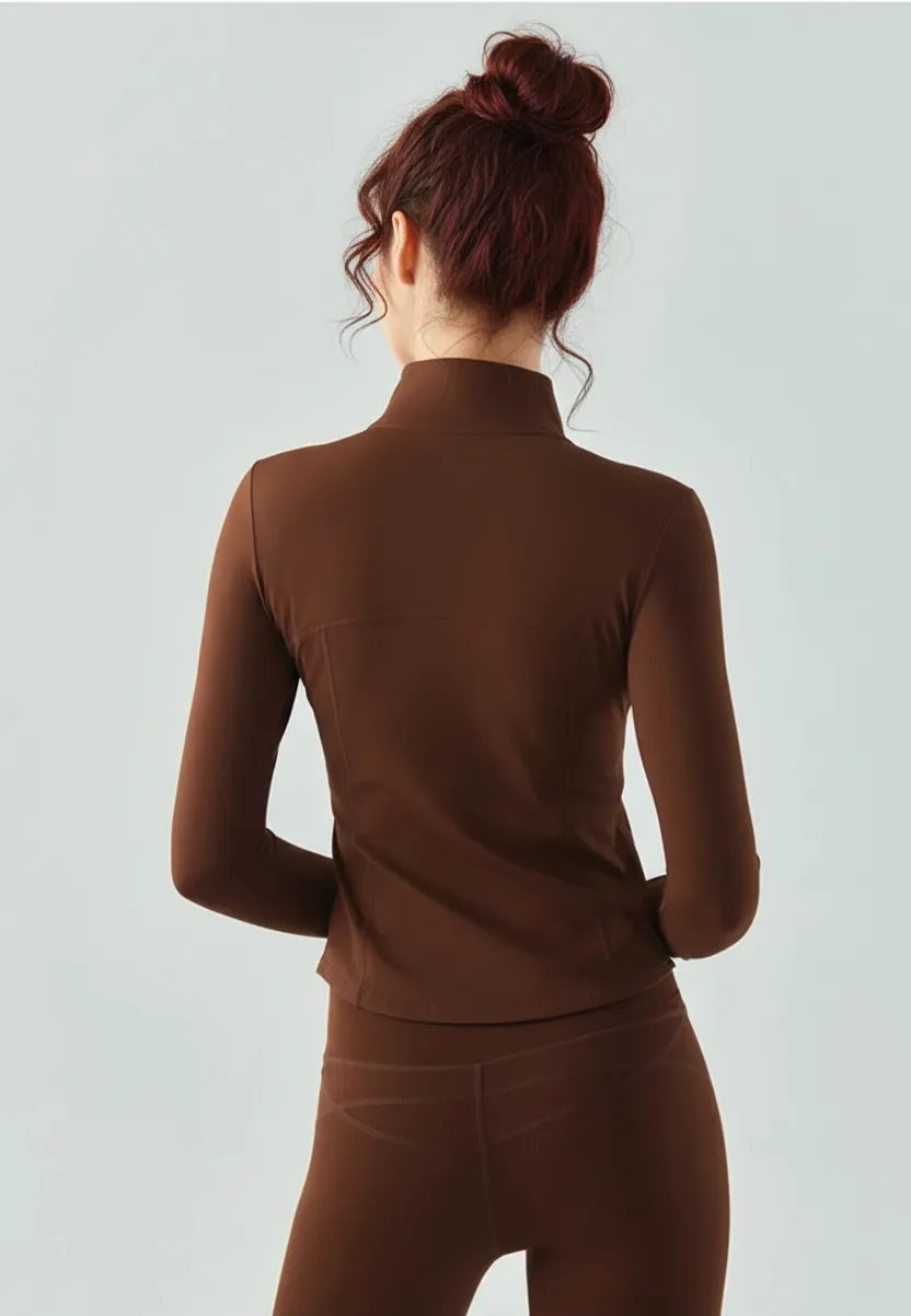 Women’s Slim Fit Long Sleeve Fitness Jacket with Zipper (6)