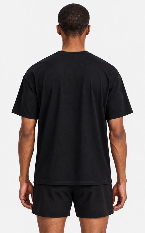Men’s Black Perforated Running T-Shirt with Relaxed Fit - photo 2