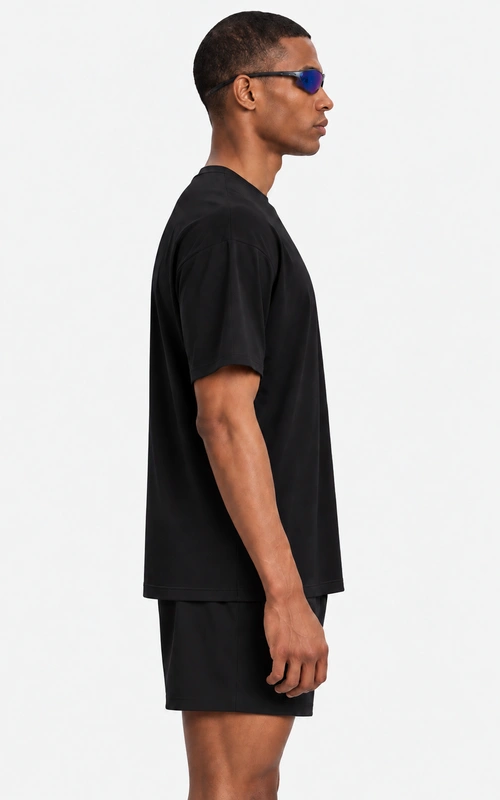 Men’s Black Perforated Running T-Shirt with Relaxed Fit - photo 3