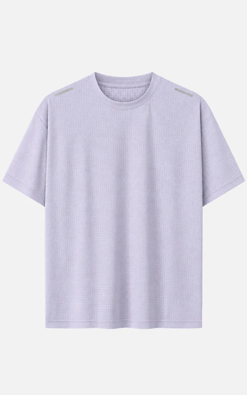 Garment-only front view of a fine perforated short sleeve running tee