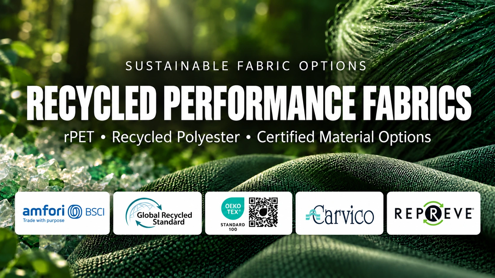 Recycled performance fabric options for Vista Clothing activewear and swimwear