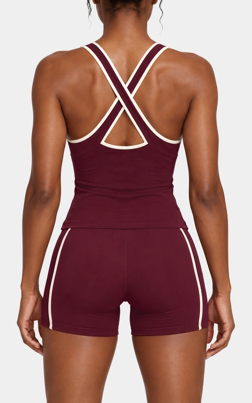 Women's contrast piping training set back view