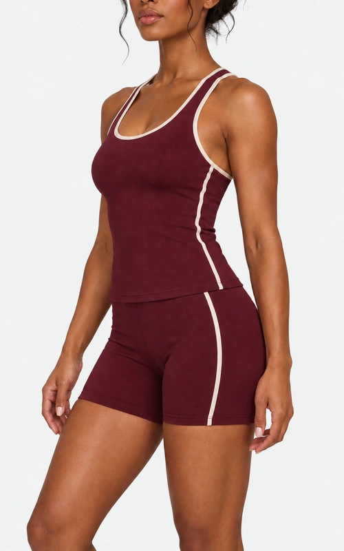 Women's contrast piping training set side view