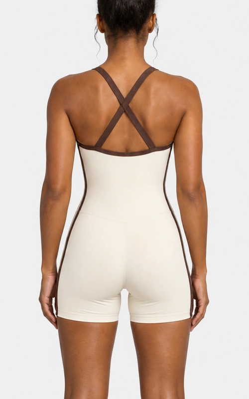 Women's contrast trim athletic romper back view
