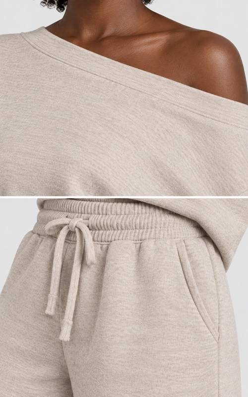 Women's off shoulder sweatshirt and jogger set detail view