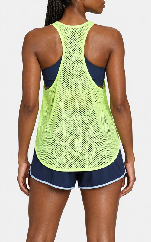 Women's oversized mesh tank running set back view