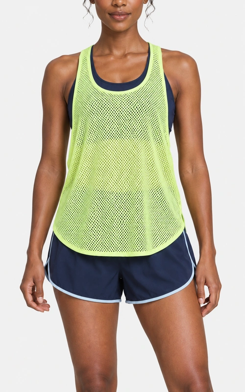 Women's oversized mesh training tank and running shorts set front view